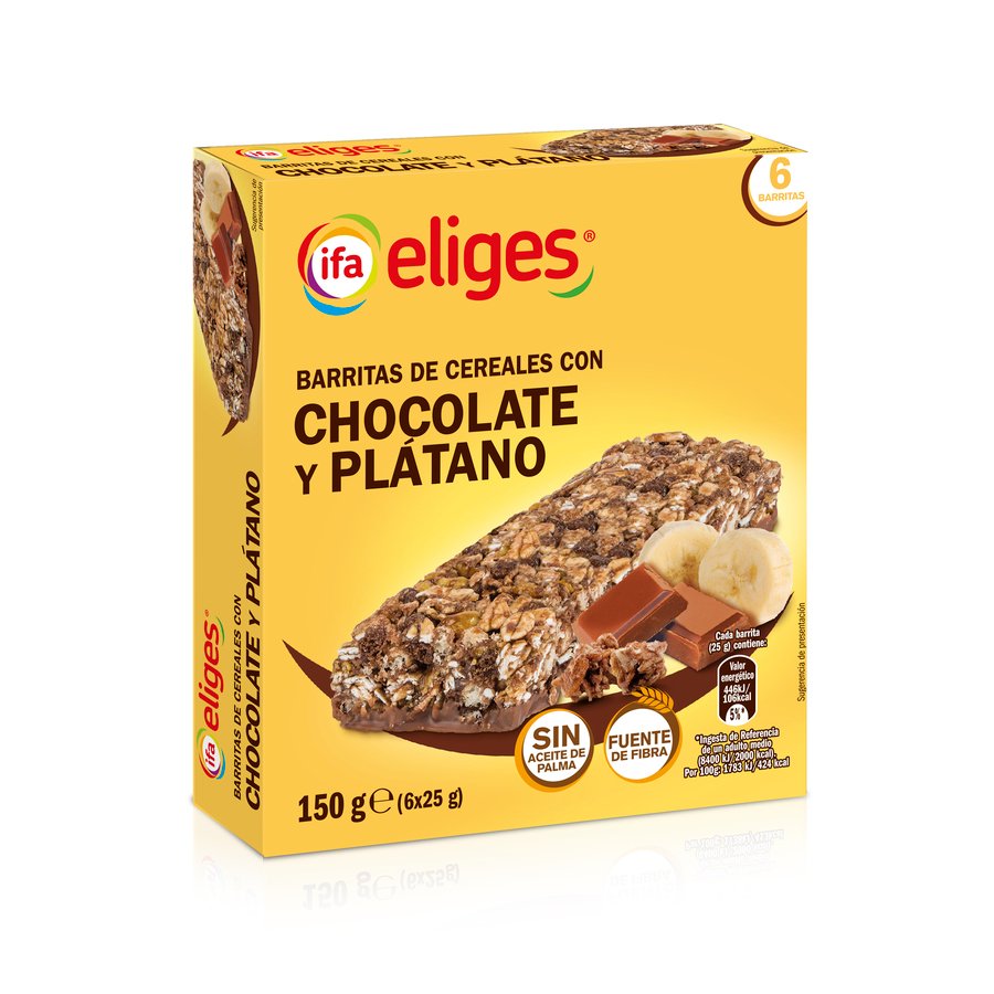 Barritas Cereales Con Chocolate Y Plátano (Ifa Eliges) Paquete De 6u X 25g