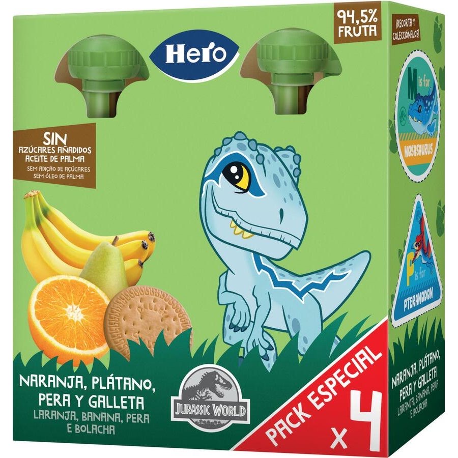 Compota de Naranja - Platano - Pera (Hero Baby) 4x100g
