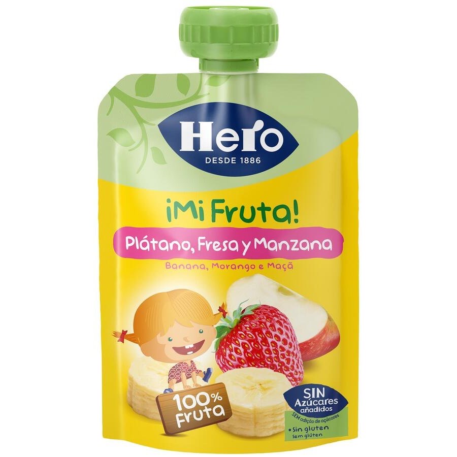 Compota de Platano - Fresa - Manzana (Hero Baby) 100g